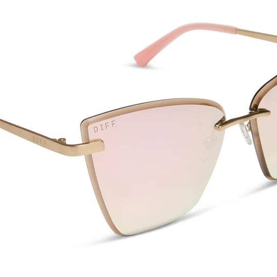 Becky V Brushed Gold & Cherry Blossom Cat Eye Sunglasses | DIFF Eyewear