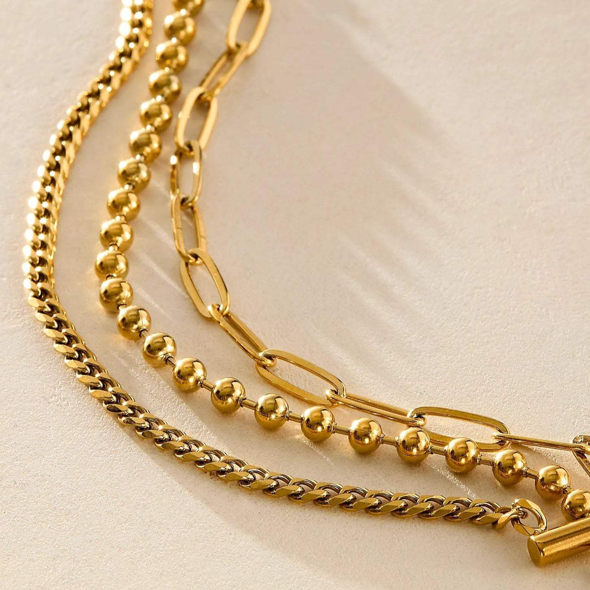 Gold Chunky Triple Layer Anklet