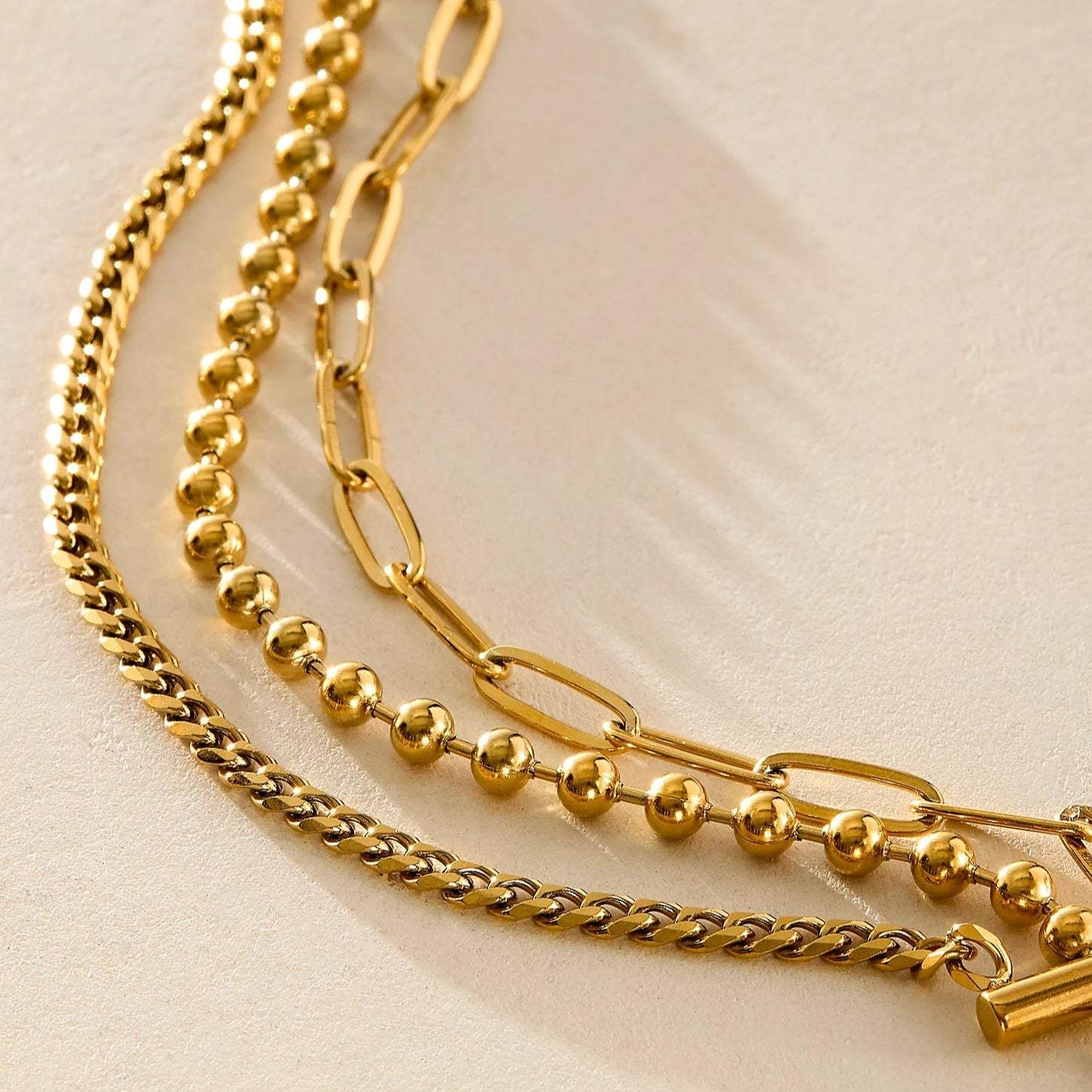 Gold Chunky Triple Layer Anklet