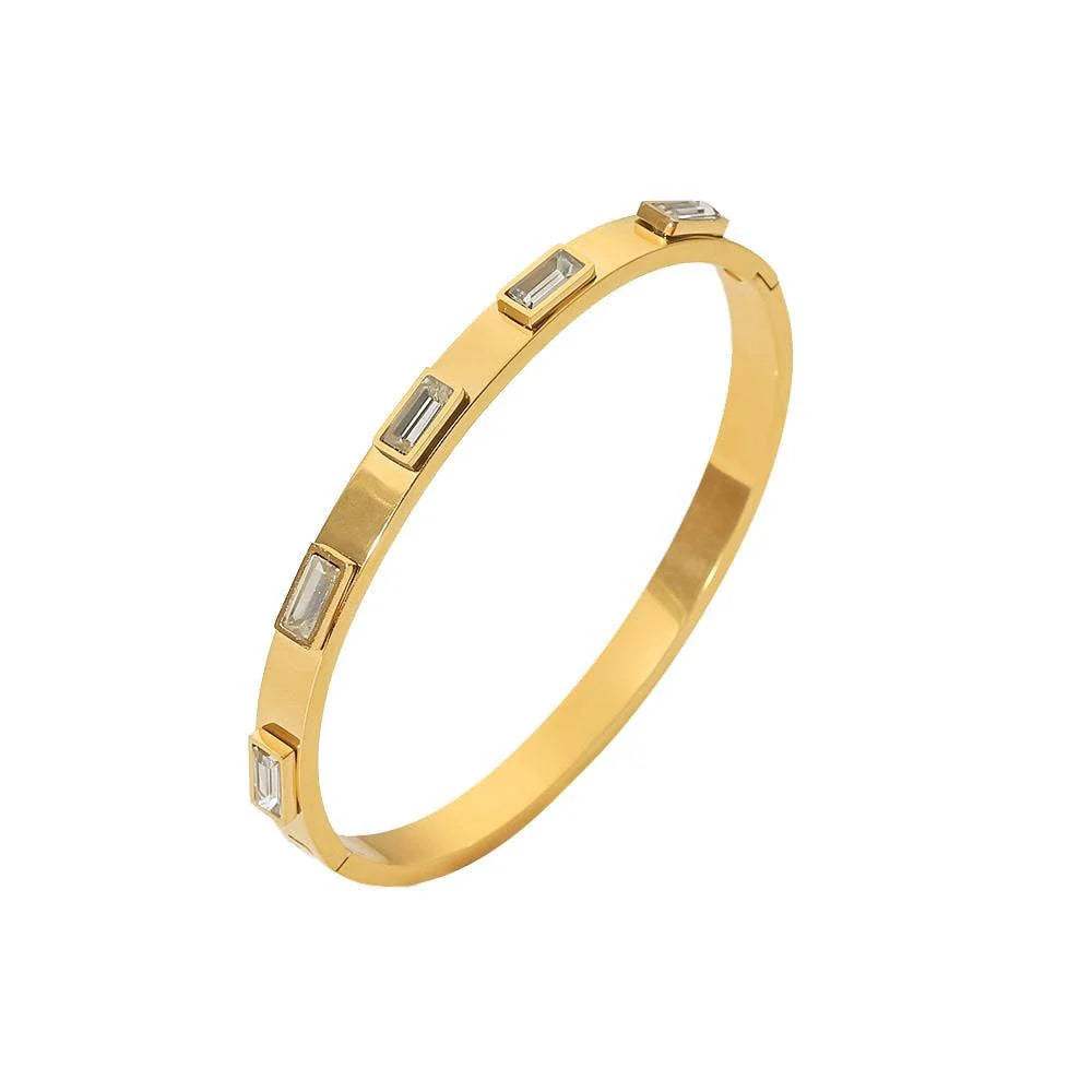 Waterproof CZ Gold Bangle Bracelet