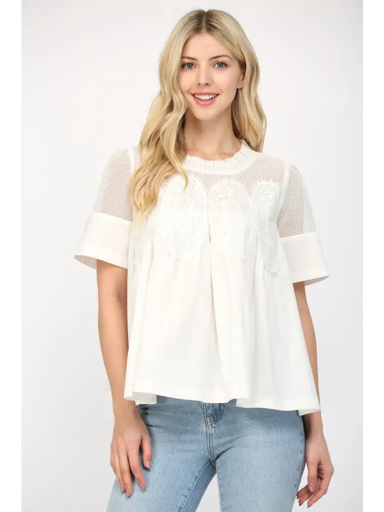 Mesh Applique Combined Top