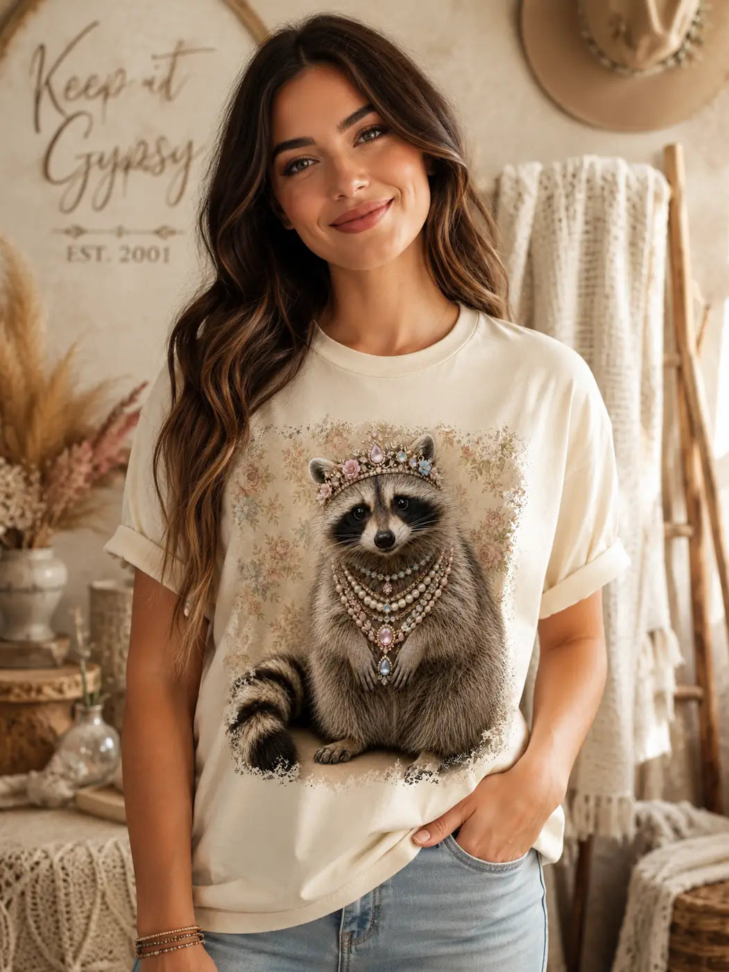 Wild Raccoon Wallpaper Graphic Tee