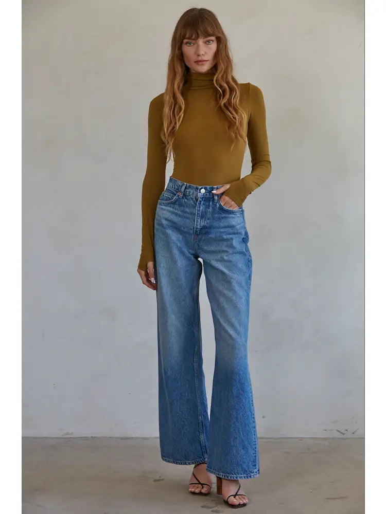 Knit Seamless Turtle Neck Long Sleeve Turtle Neck