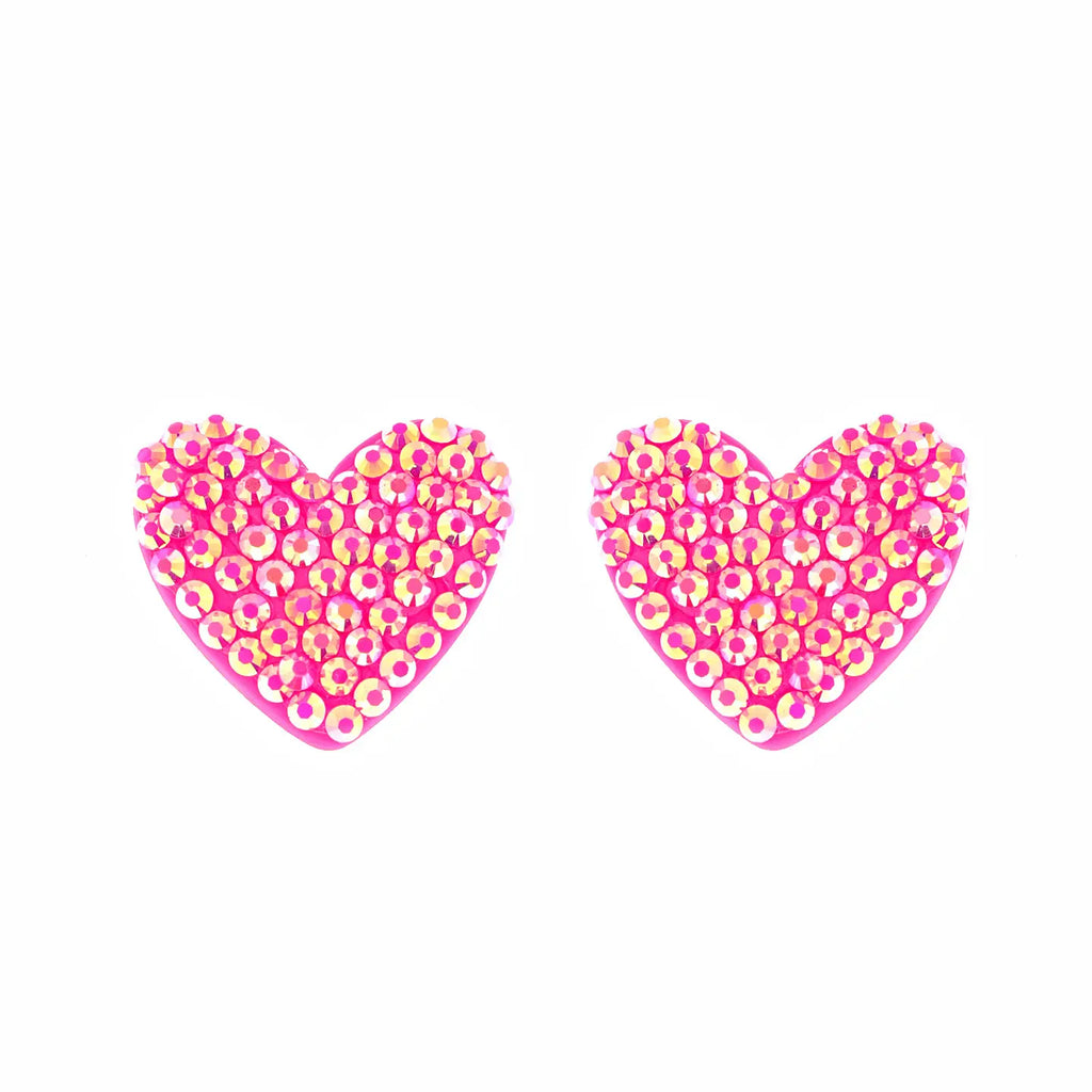 Rhinestone Heart Acrylic Earrings
