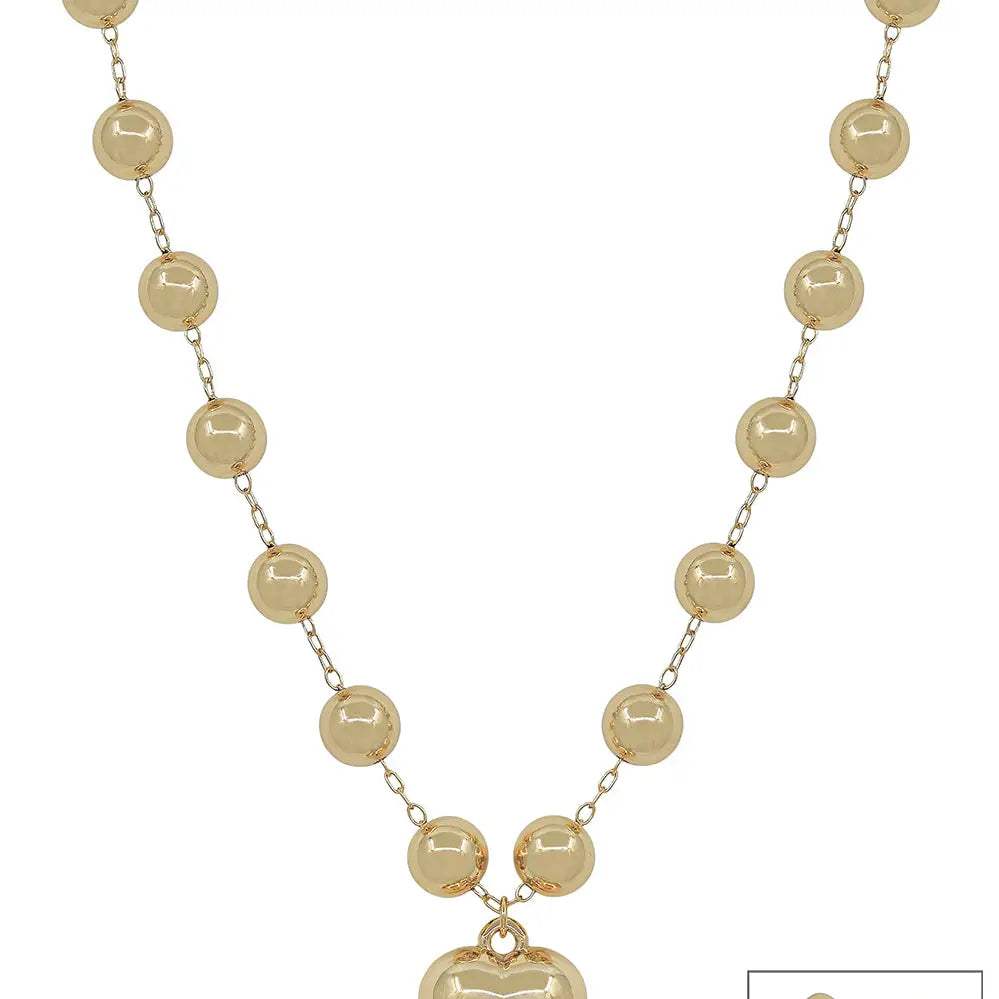 10mm Beaded Puffy Heart Necklace