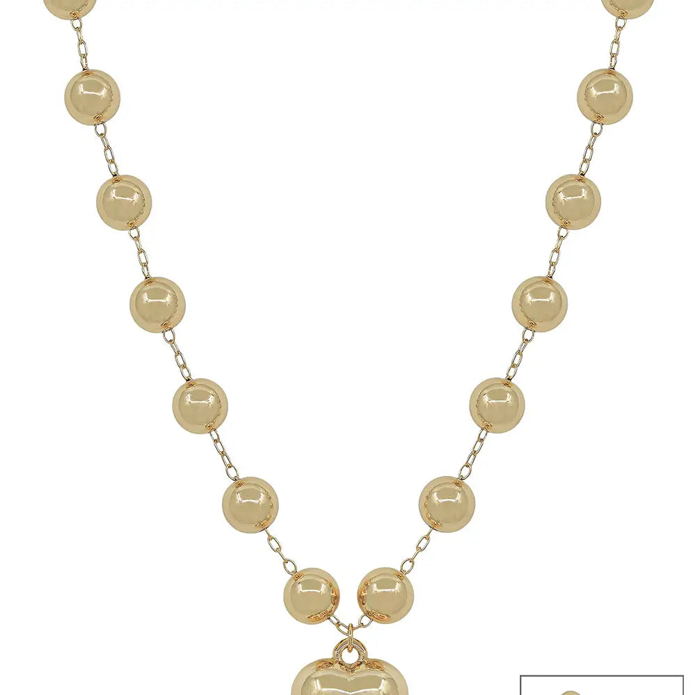 10mm Beaded Puffy Heart Necklace