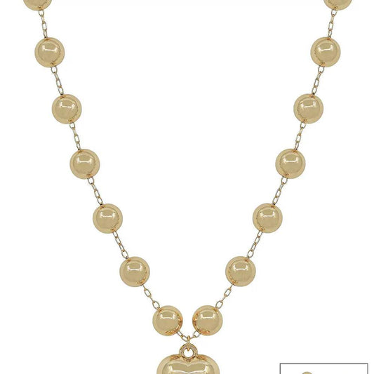 10mm Beaded Puffy Heart Necklace
