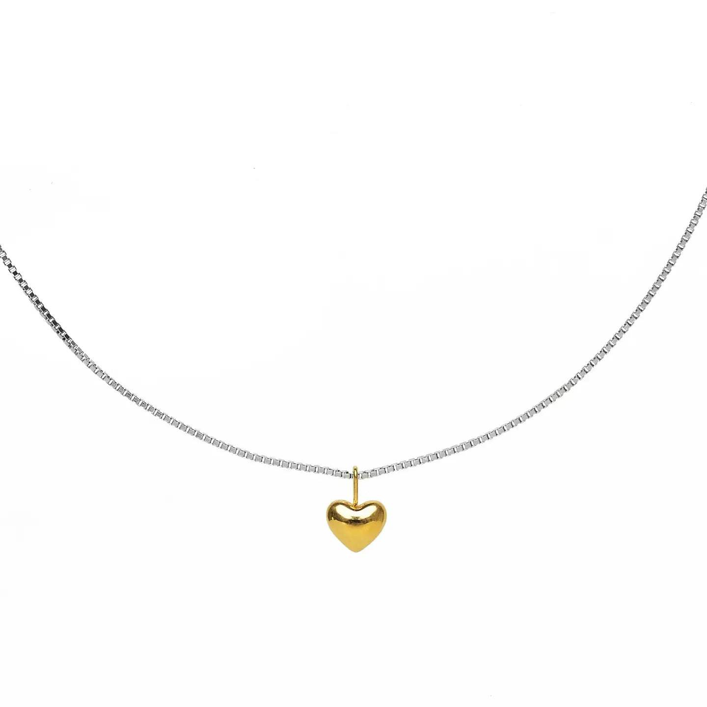 Dainty Two-Tone Heart Pendant Necklace