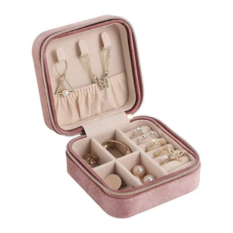 Velvet Compact Travel Jewelry Case