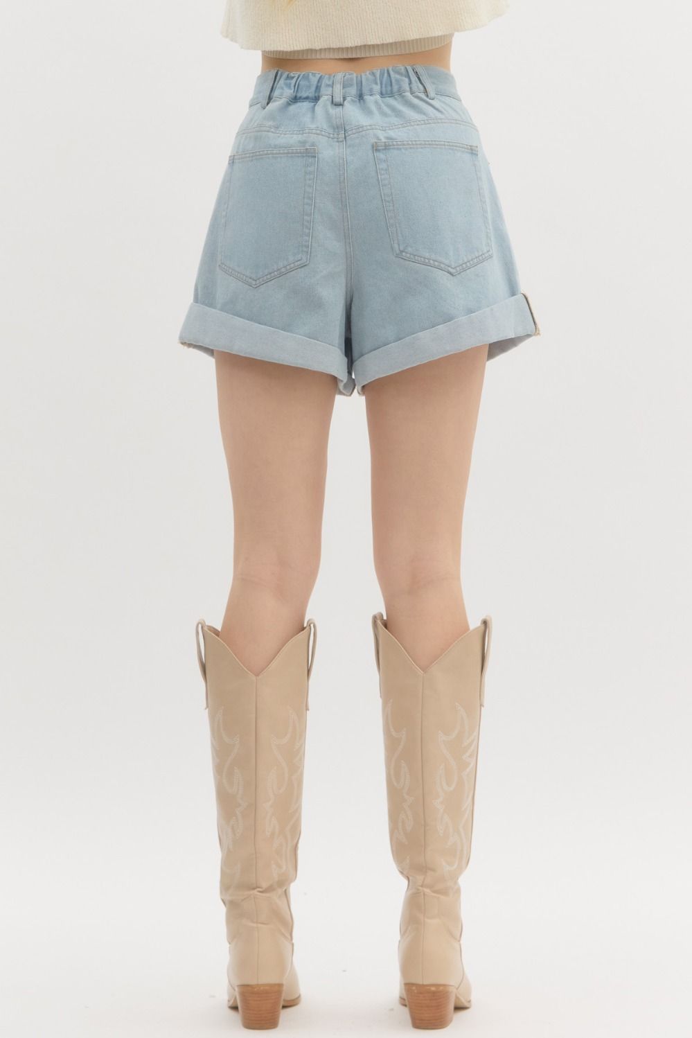 Kaylee Pleated Denim Shorts
