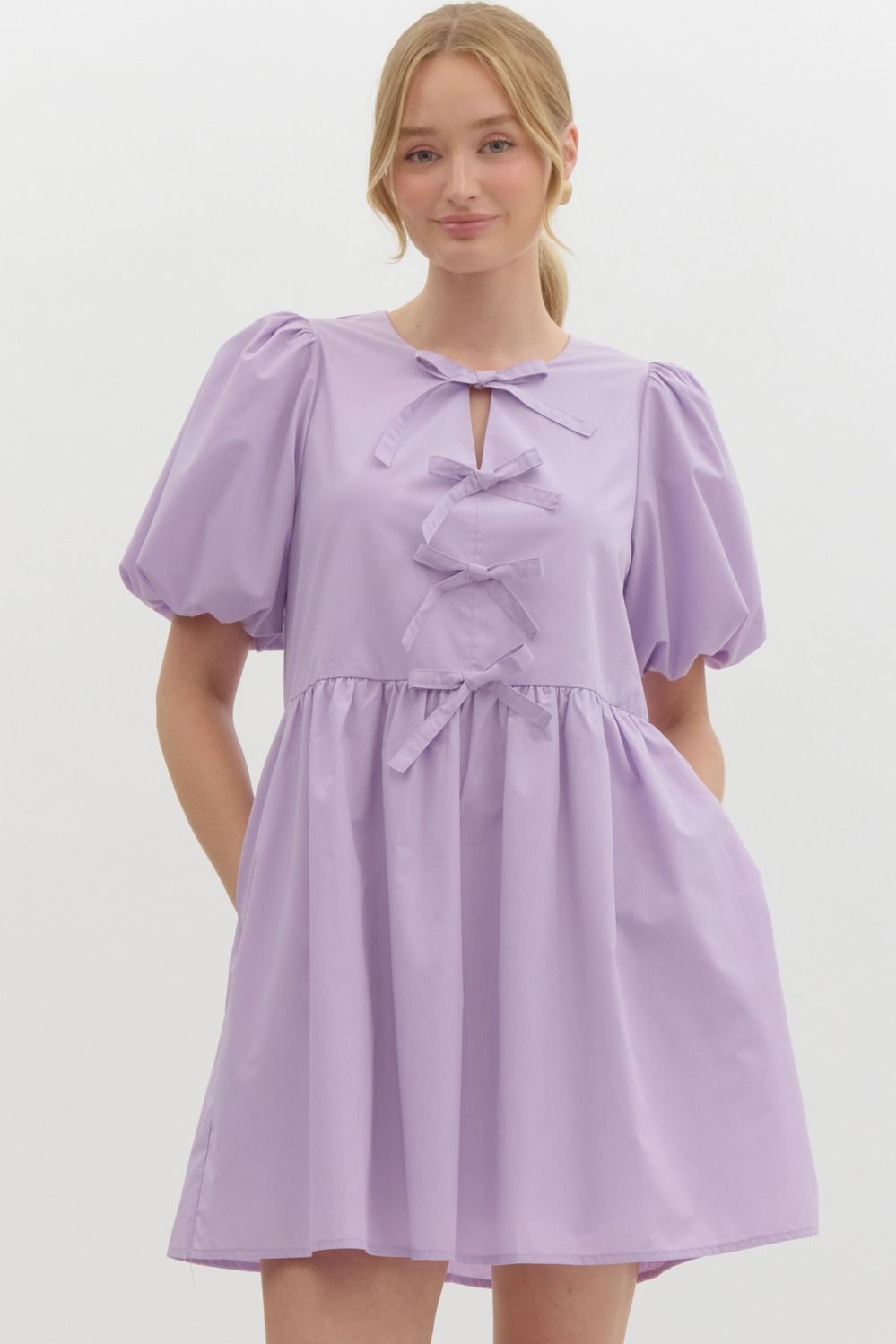 Maisley Babydoll Bow Mini Dress