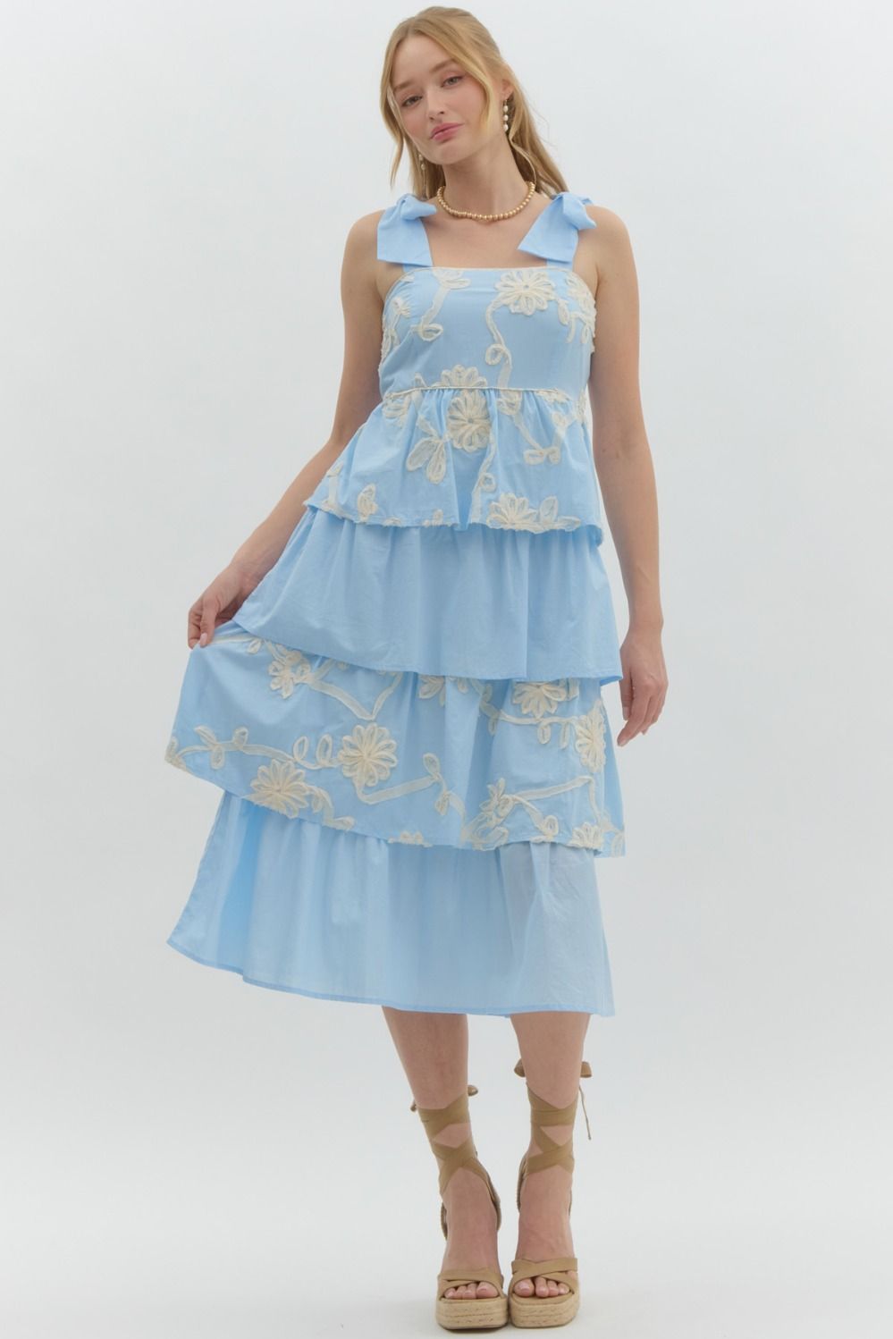 Cheri Floral Applique Midi Dress