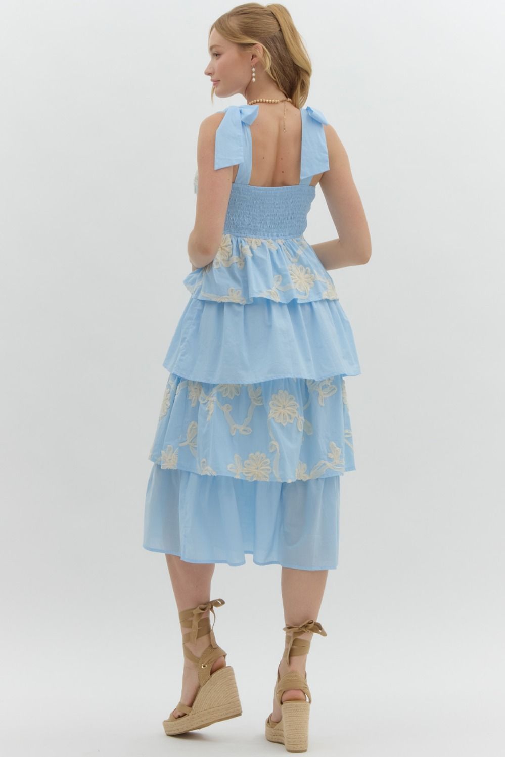 Cheri Floral Applique Midi Dress