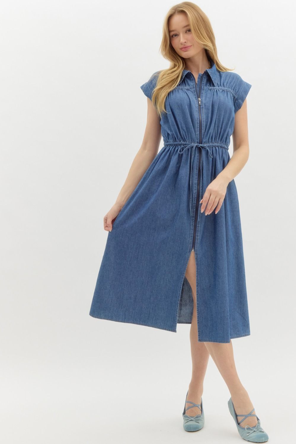 Oakley Sleeveless Denim Midi Dress