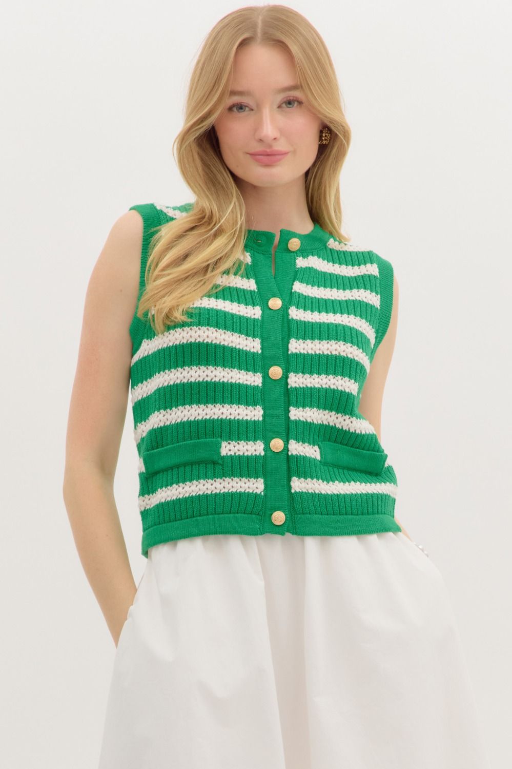 Lyra Stripe Accented Sweater Vest
