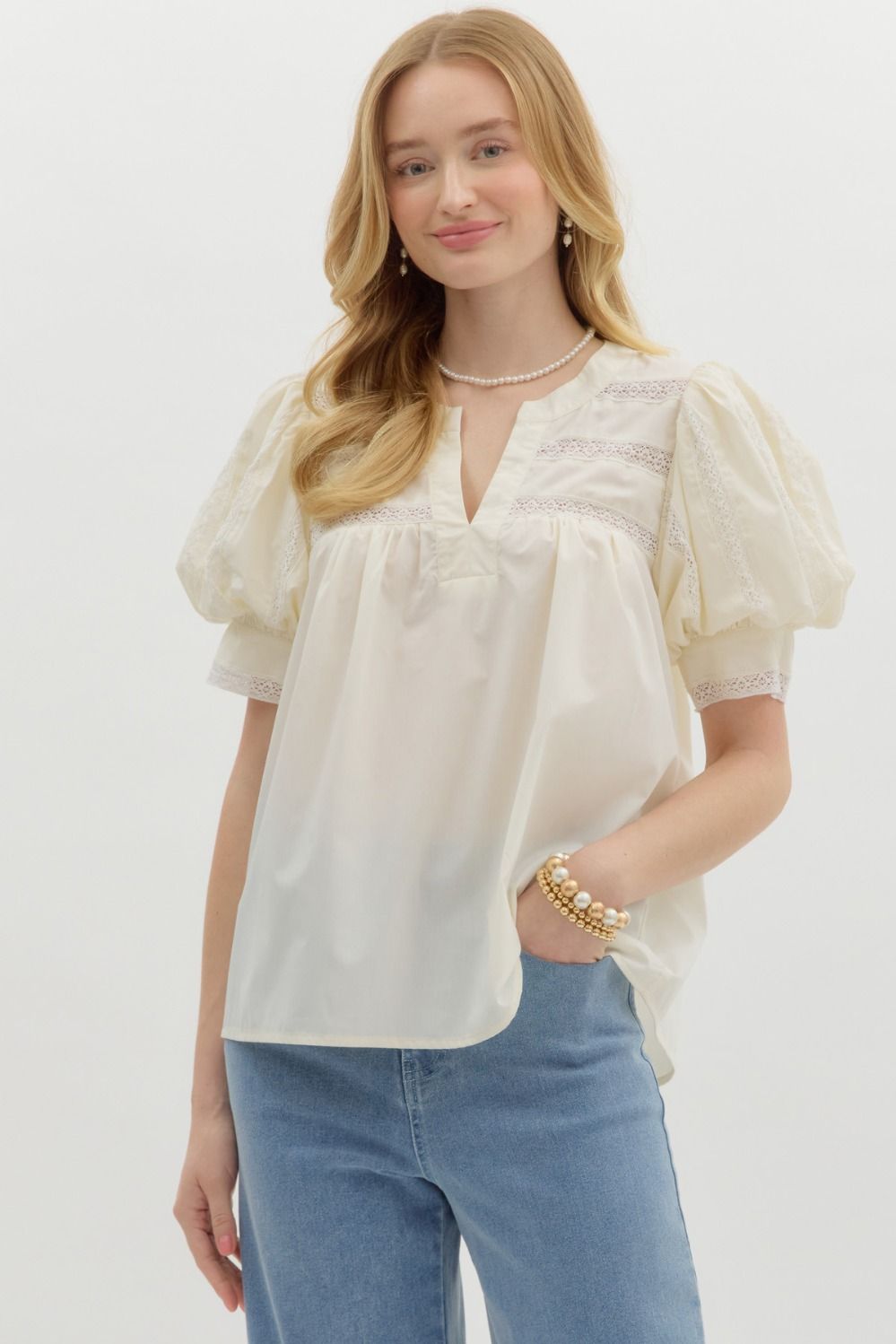 Dottie Lace Inset Blouse