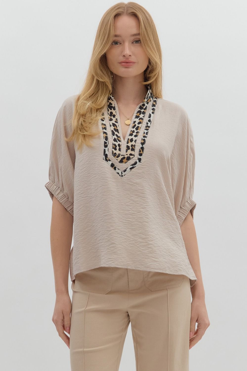 Emily Leopard Accented Blouse