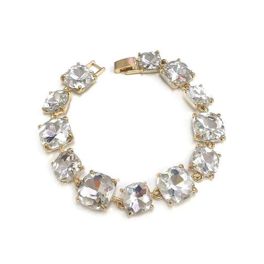Rosalind Cushion Cut Crystal Glass Linked Bracelet
