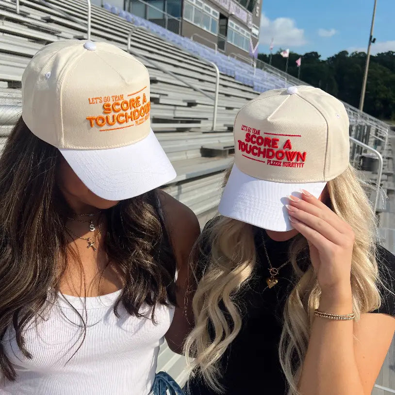 Score A Touchdown Plz Hurry - White Vintage Trucker Hat