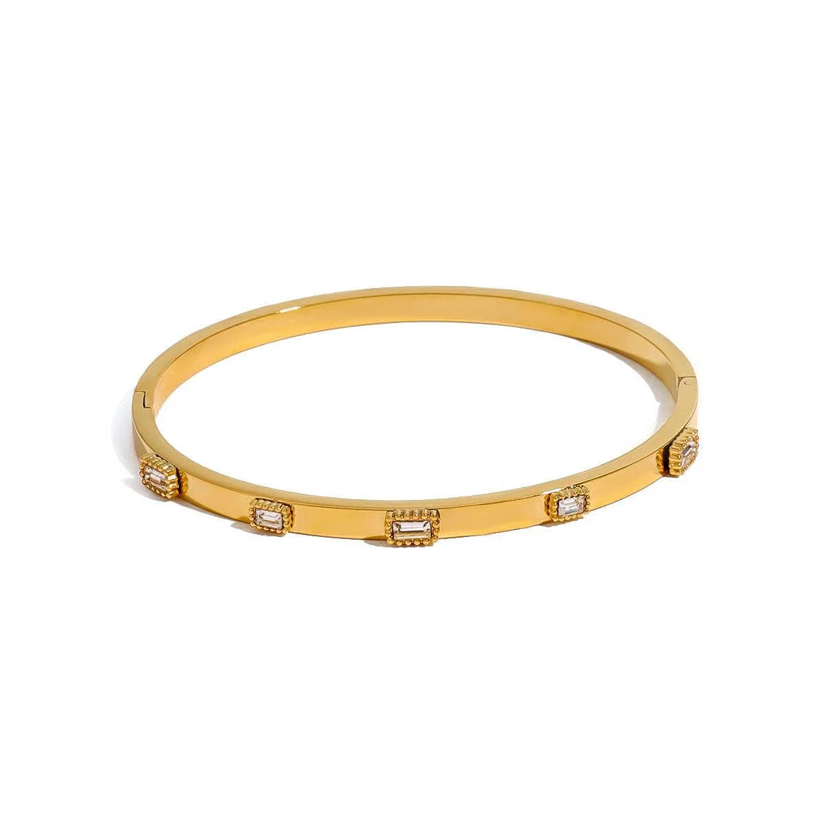 Waterproof CZ Gold Bangle Bracelet