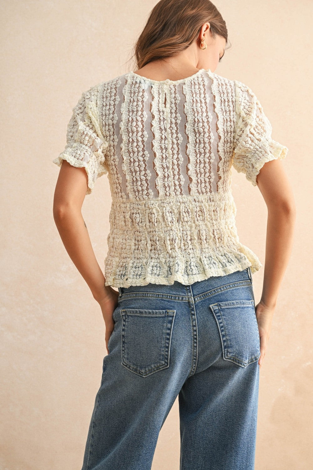 After Hours Short Sleeve Lace Blouse