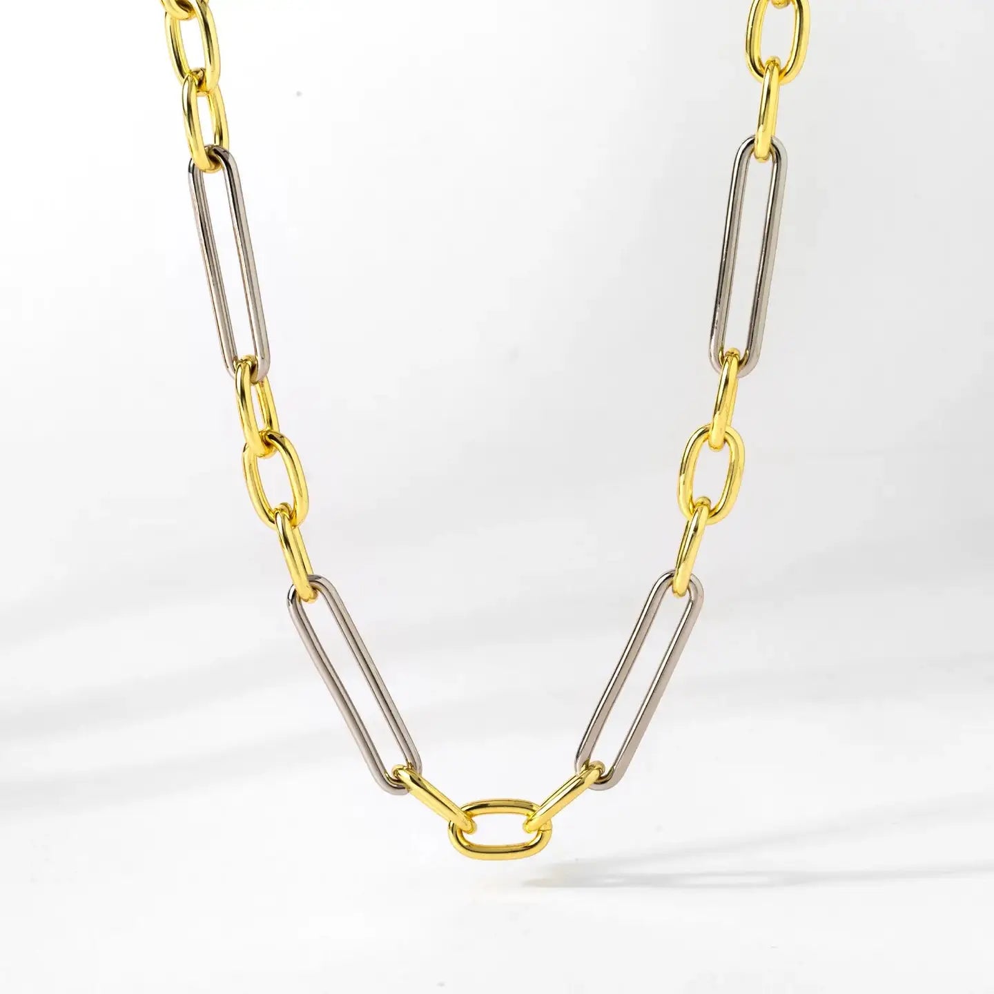 The Elongated Mixed Metal Paperclip Necklace