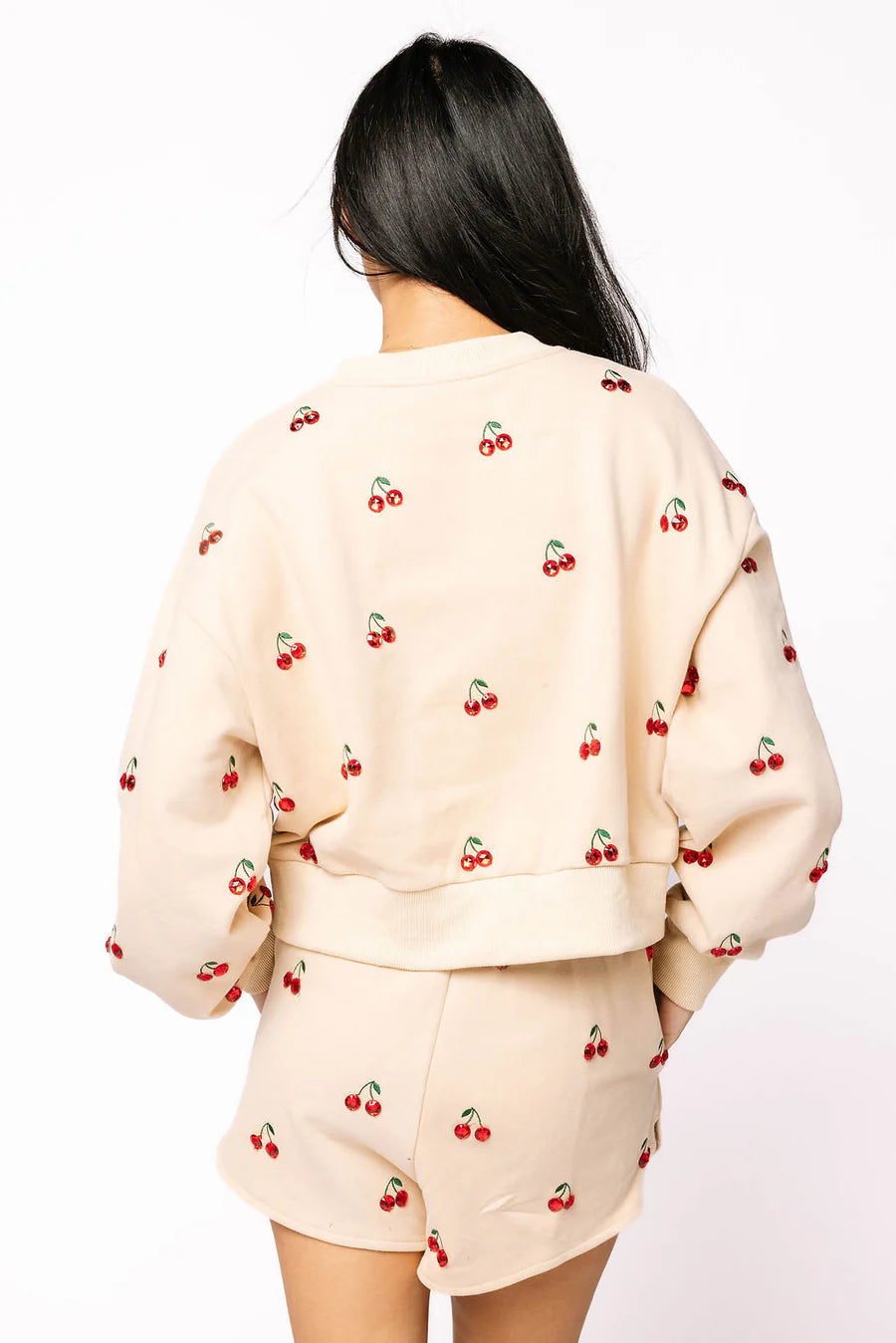 Tan Jeweled Cherry Sweatshirt | Queen of Sparkles