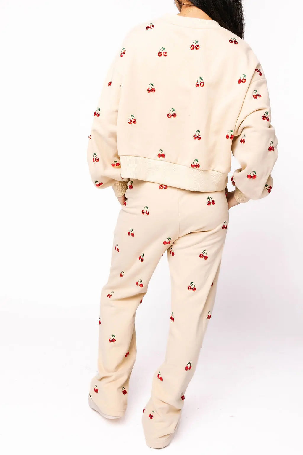 Tan Jeweled Cherry Sweatshirt | Queen of Sparkles