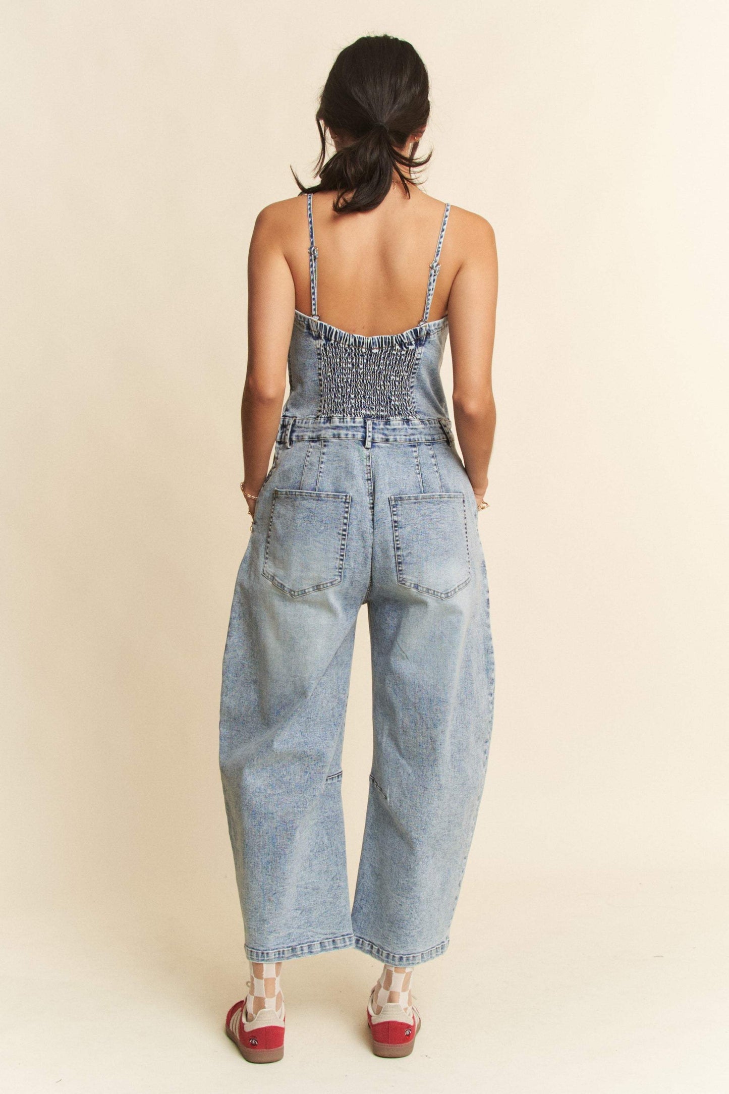 Dani Washed Denim Tube Top Jumpsuit