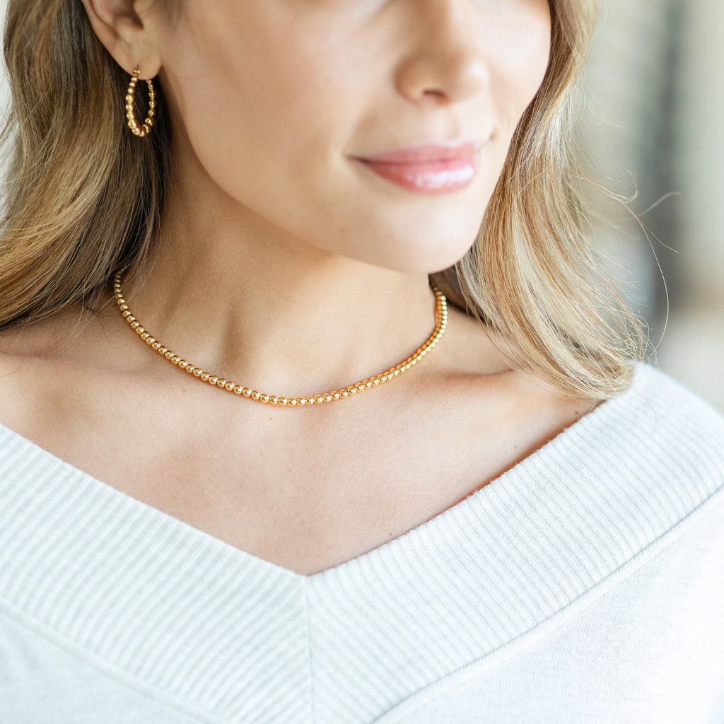 Gold 4MM Beaded Necklace