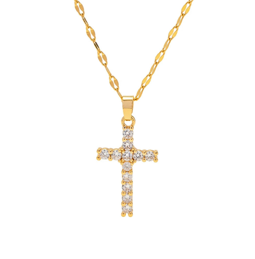 Sparkle Cross Necklace | Water Resistant - Chansutt Pearls