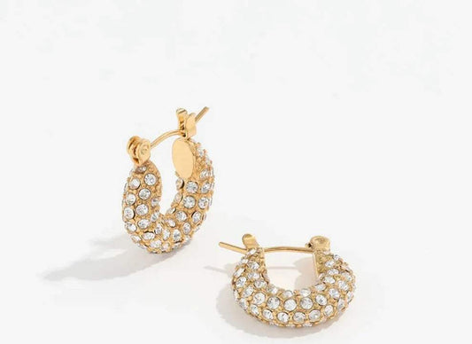 Small Rhinestone Hoops | Water Resistant