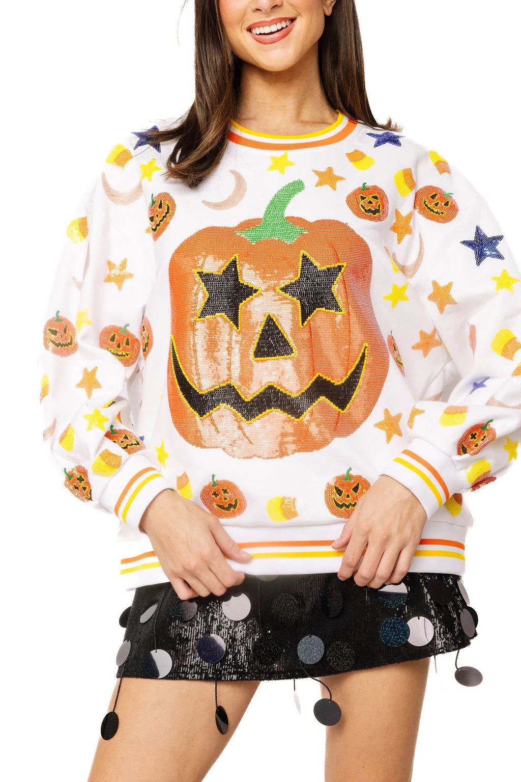 White Pumpkin Icon Sweatshirt Sweatshirt | Queen of Sparkles