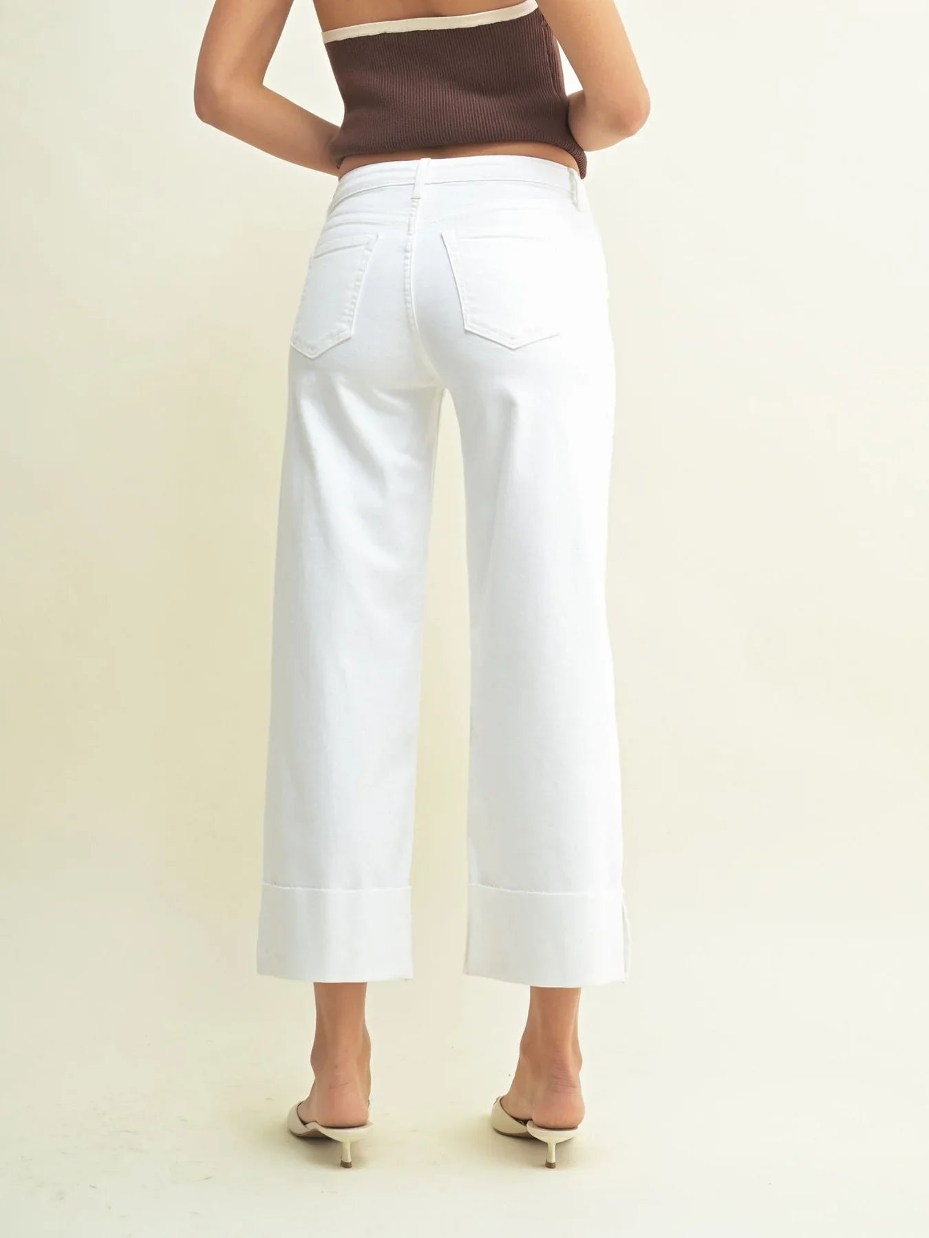 Kai Scissor Cut Cuffed Slim Wide Jeans | Just Black Denim