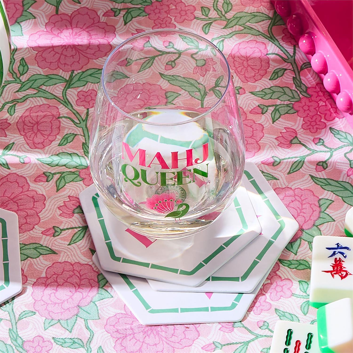 Mahj Queen Stemless Wine Glass