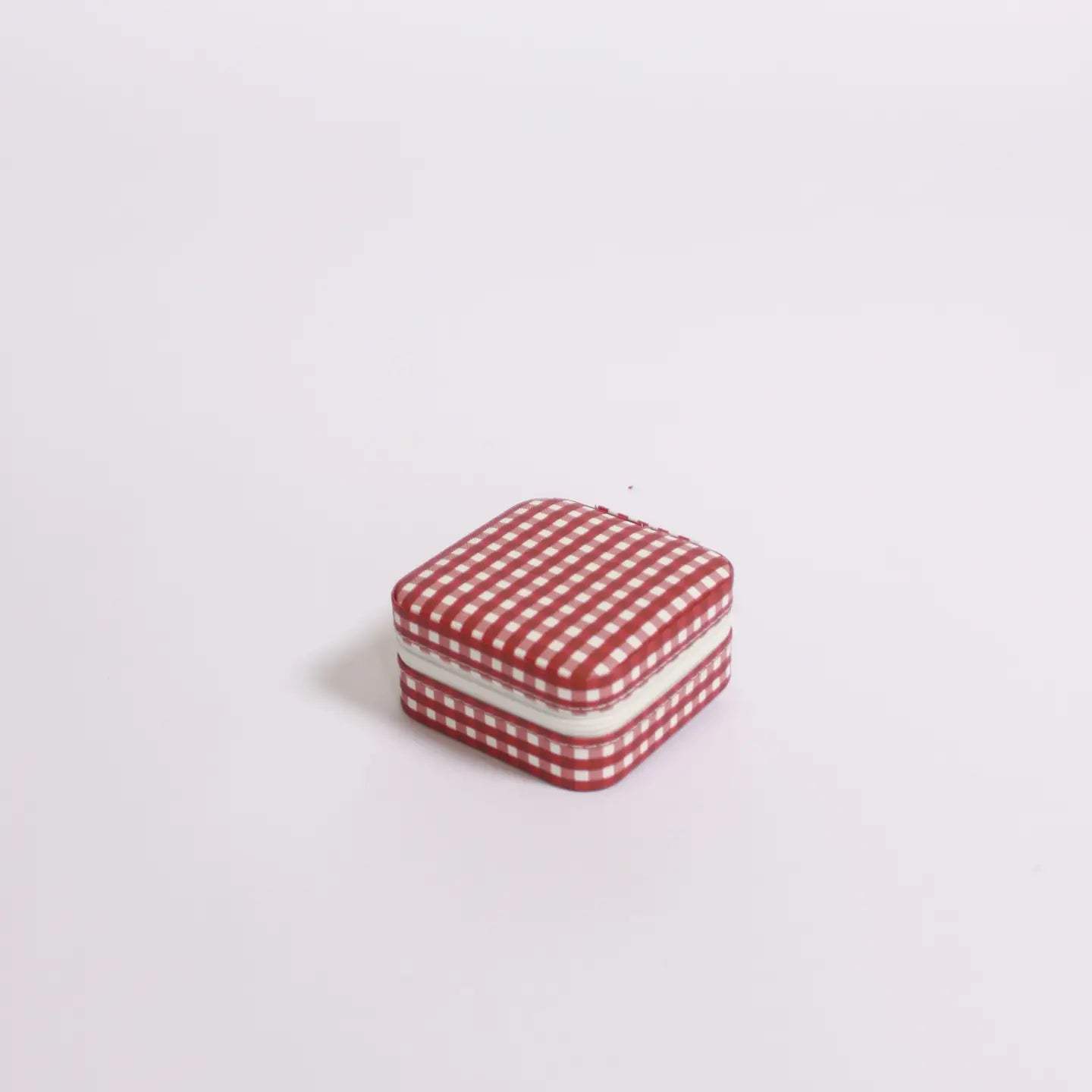 Jet Set Travel Jewelry Case - Gingham Maroon