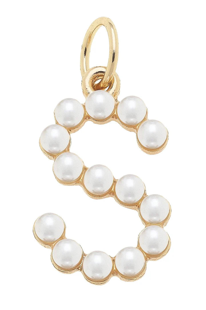 Pearl-Studded Letter Charm