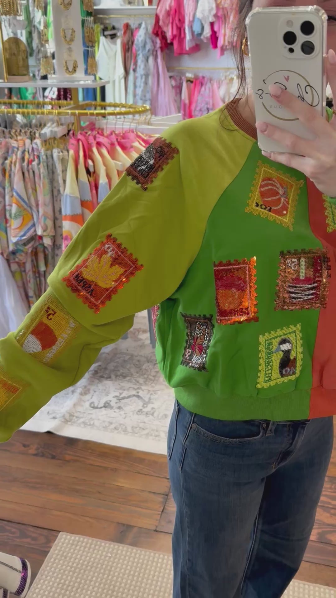 Colorblock Fall Stamp Sweatshirt | Queen of Sparkles