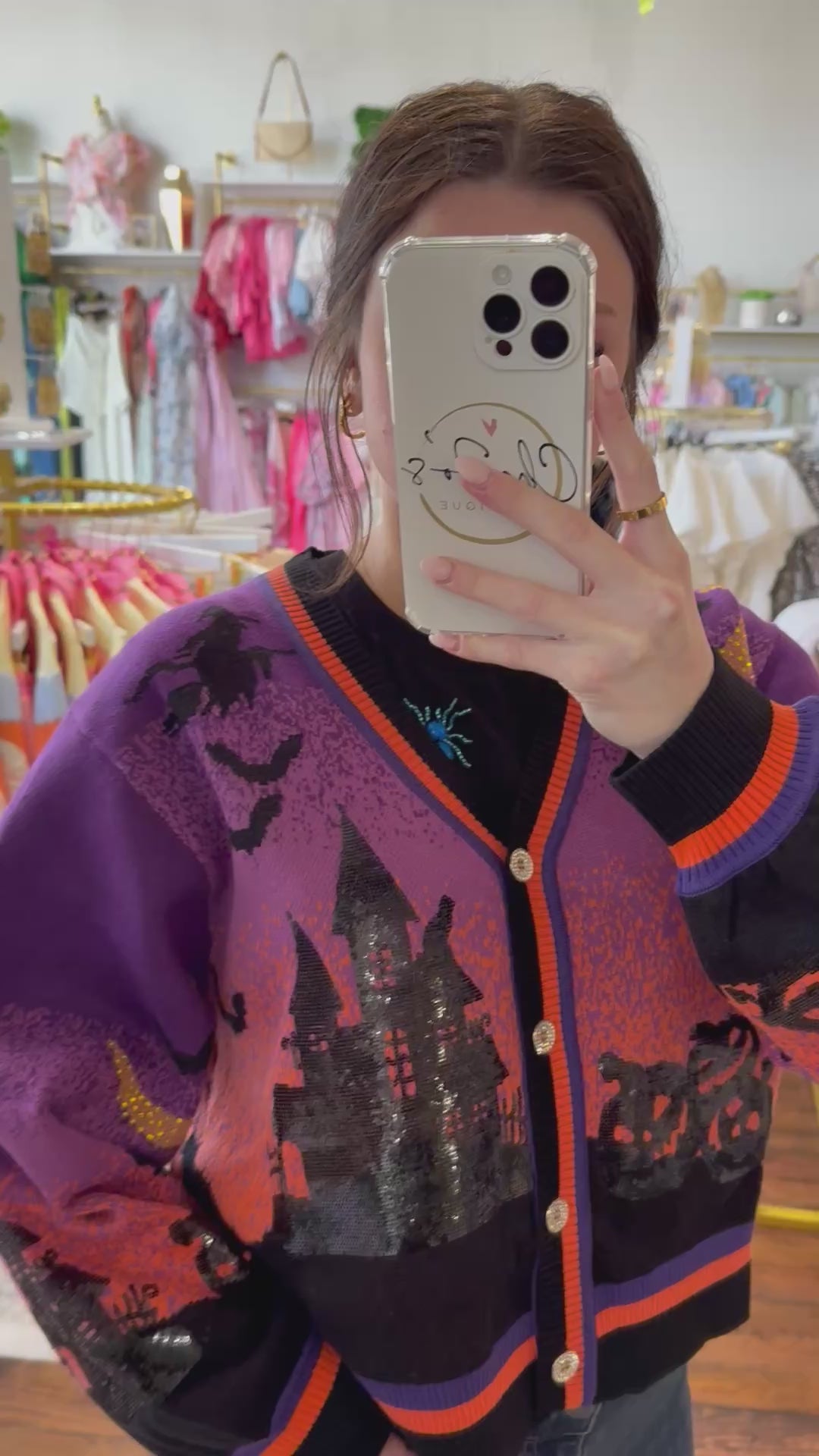 Purple Halloween Scene Cardigan | Queen of Sparkles
