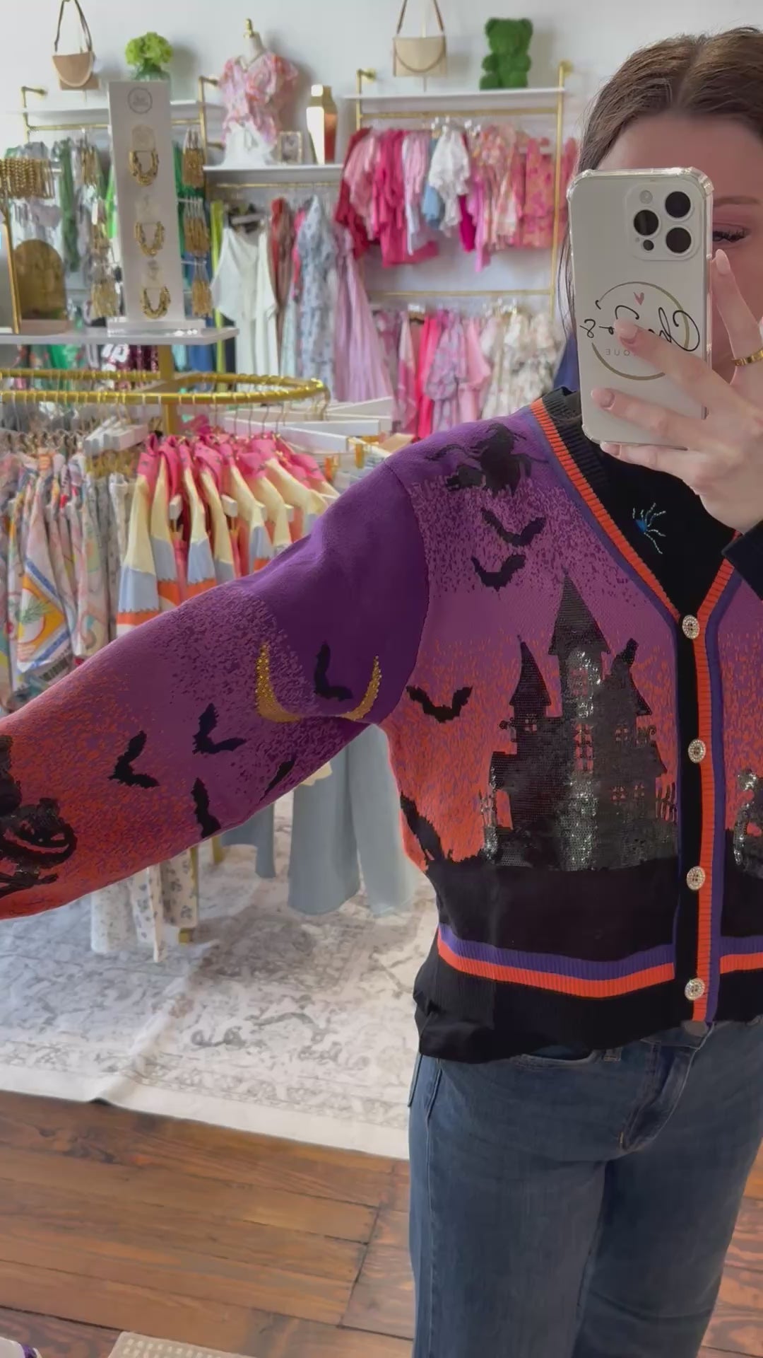 Purple Halloween Scene Cardigan | Queen of Sparkles