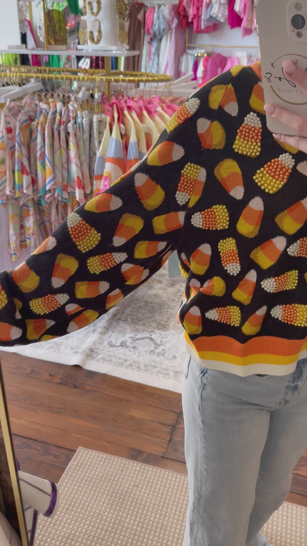 Black Pearl Candy Corn Cardigan | Queen of Sparkles