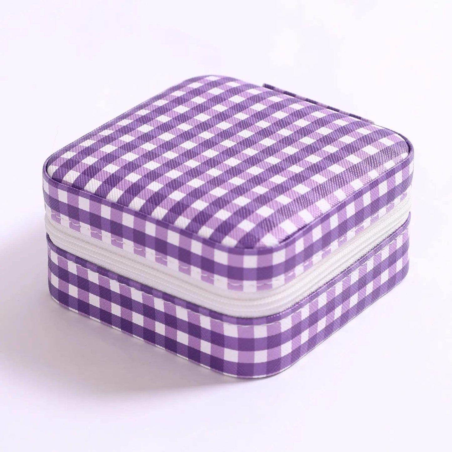Jet Set Travel Jewelry Case - Gingham Purple