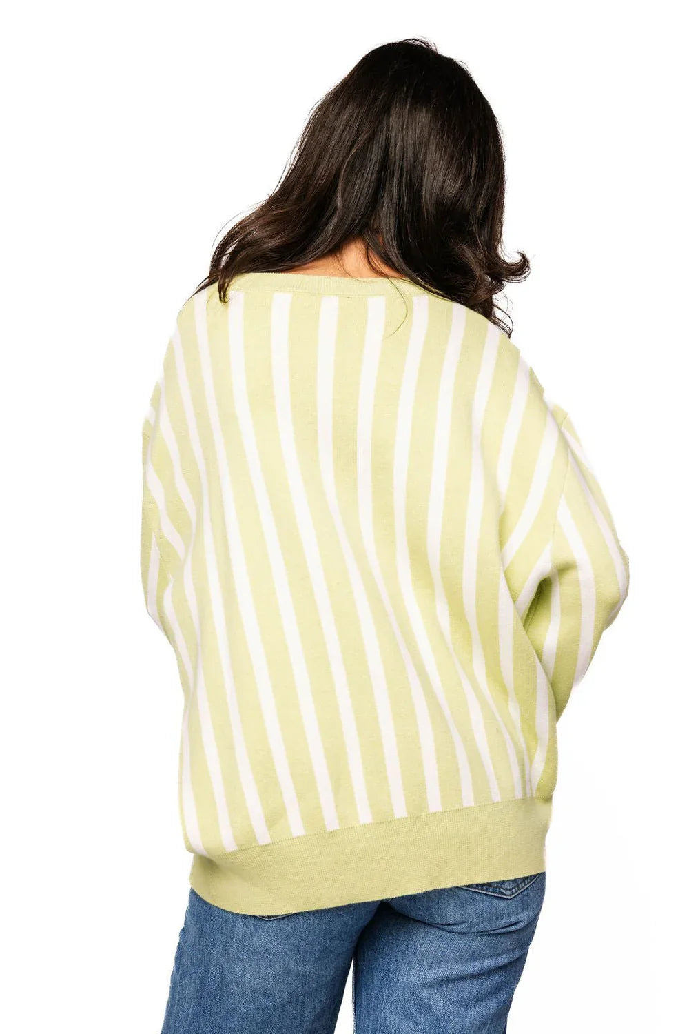 Olive Green & White Stripe Martini Sweater | Queen of Sparkles
