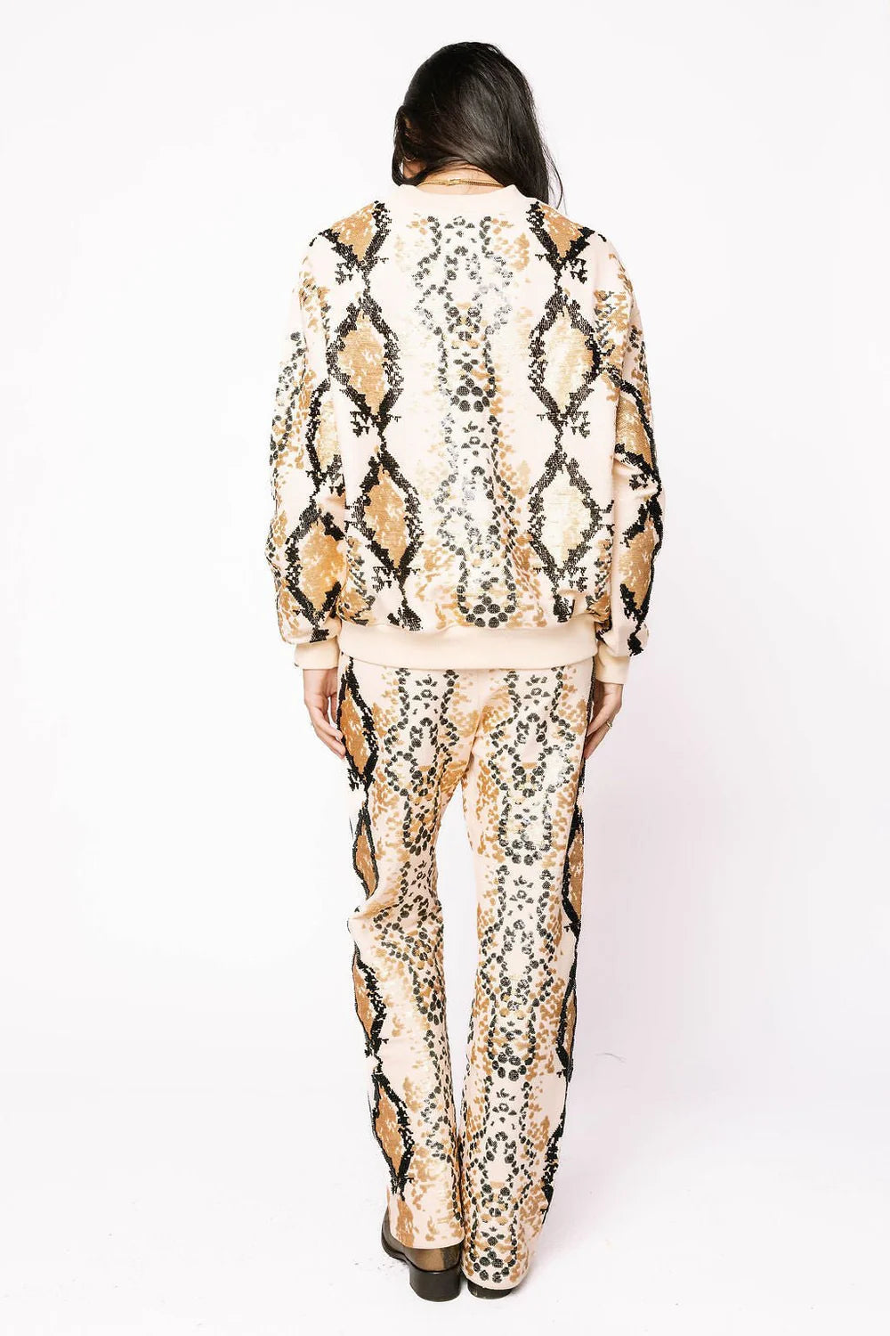 Neutral & Black Python Print Pant | Queen of Sparkles