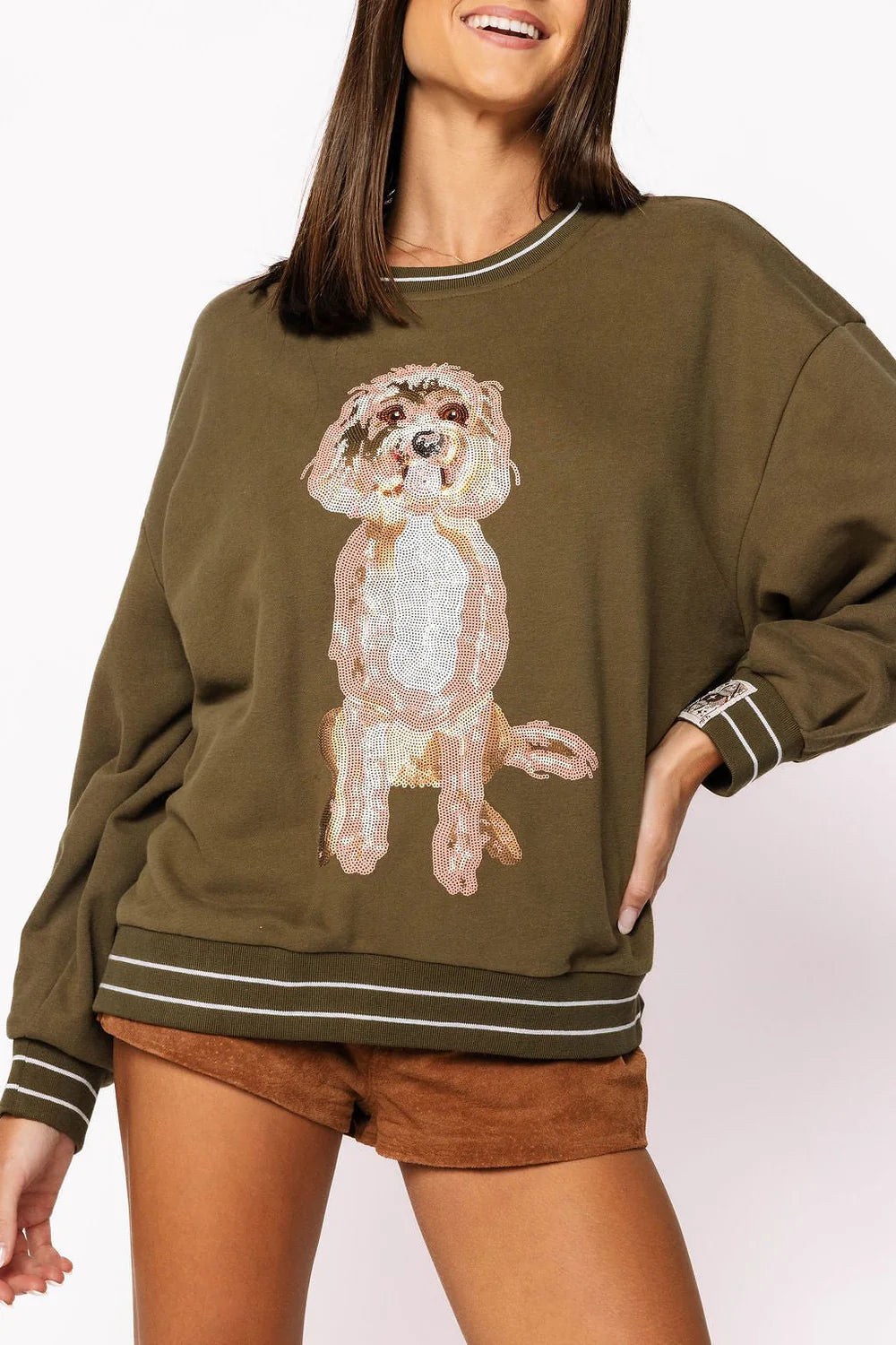 Olive Golden Doodle Sweatshirt | Queen of Sparkles