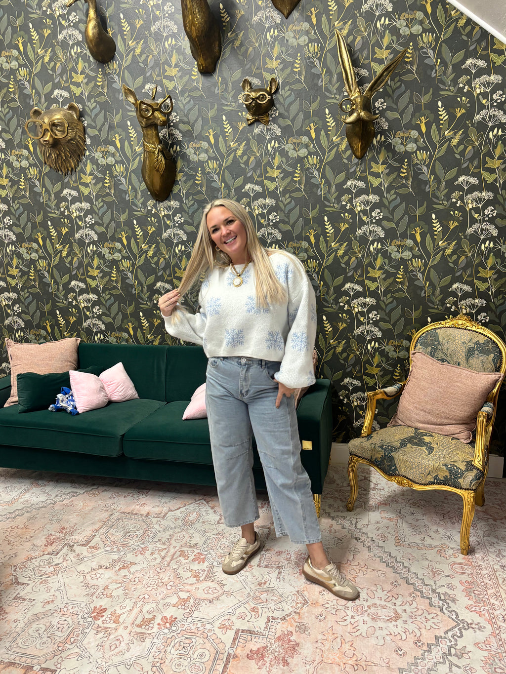 Gabby Cropped Snowflake Sweater