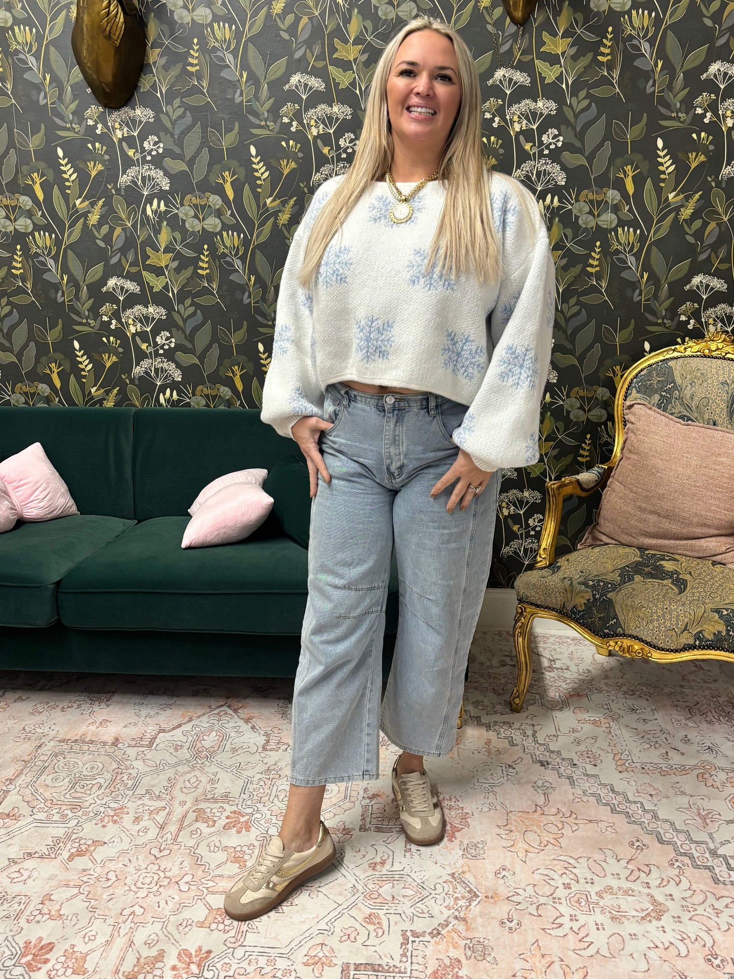 Gabby Cropped Snowflake Sweater