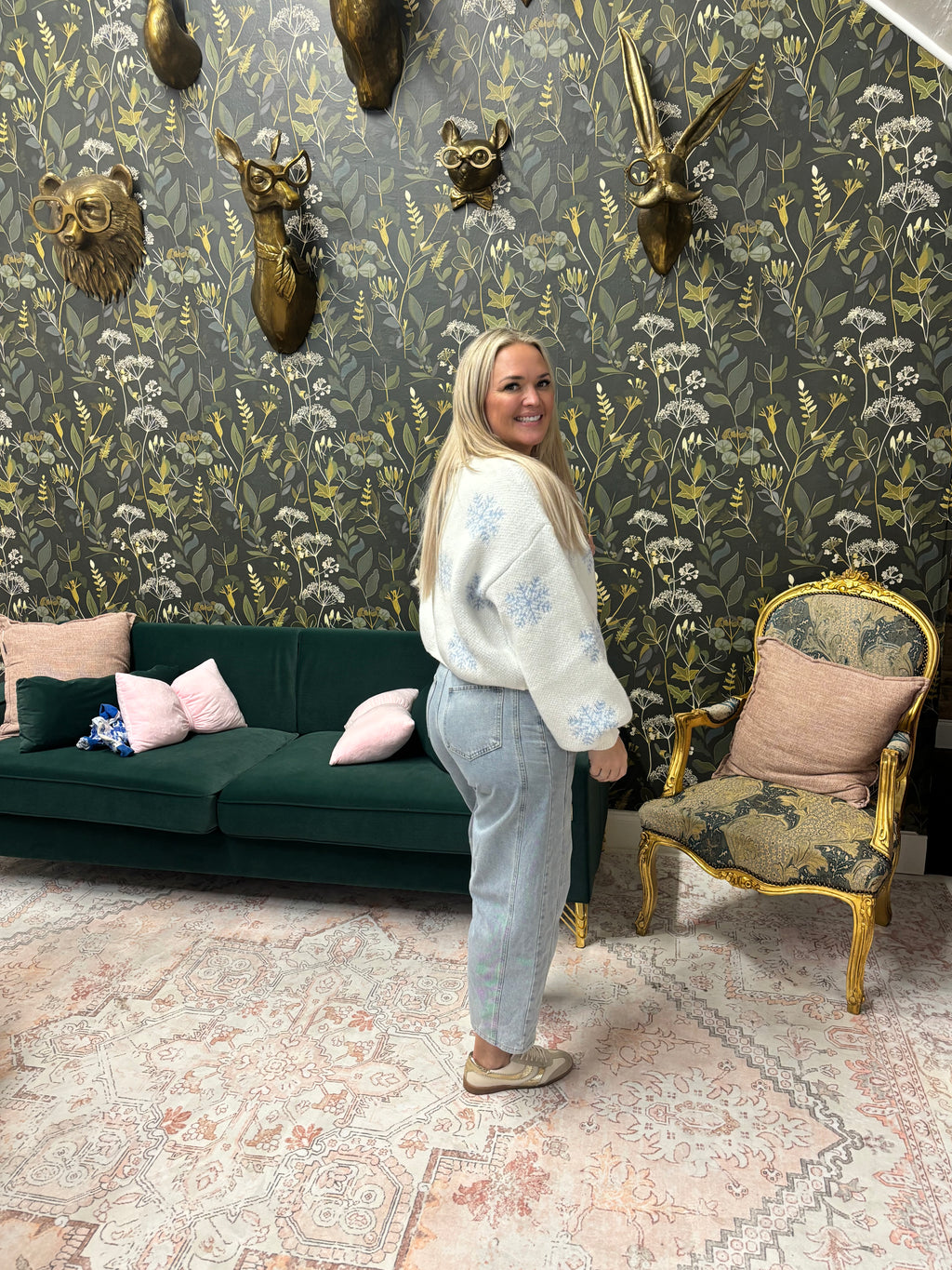 Gabby Cropped Snowflake Sweater