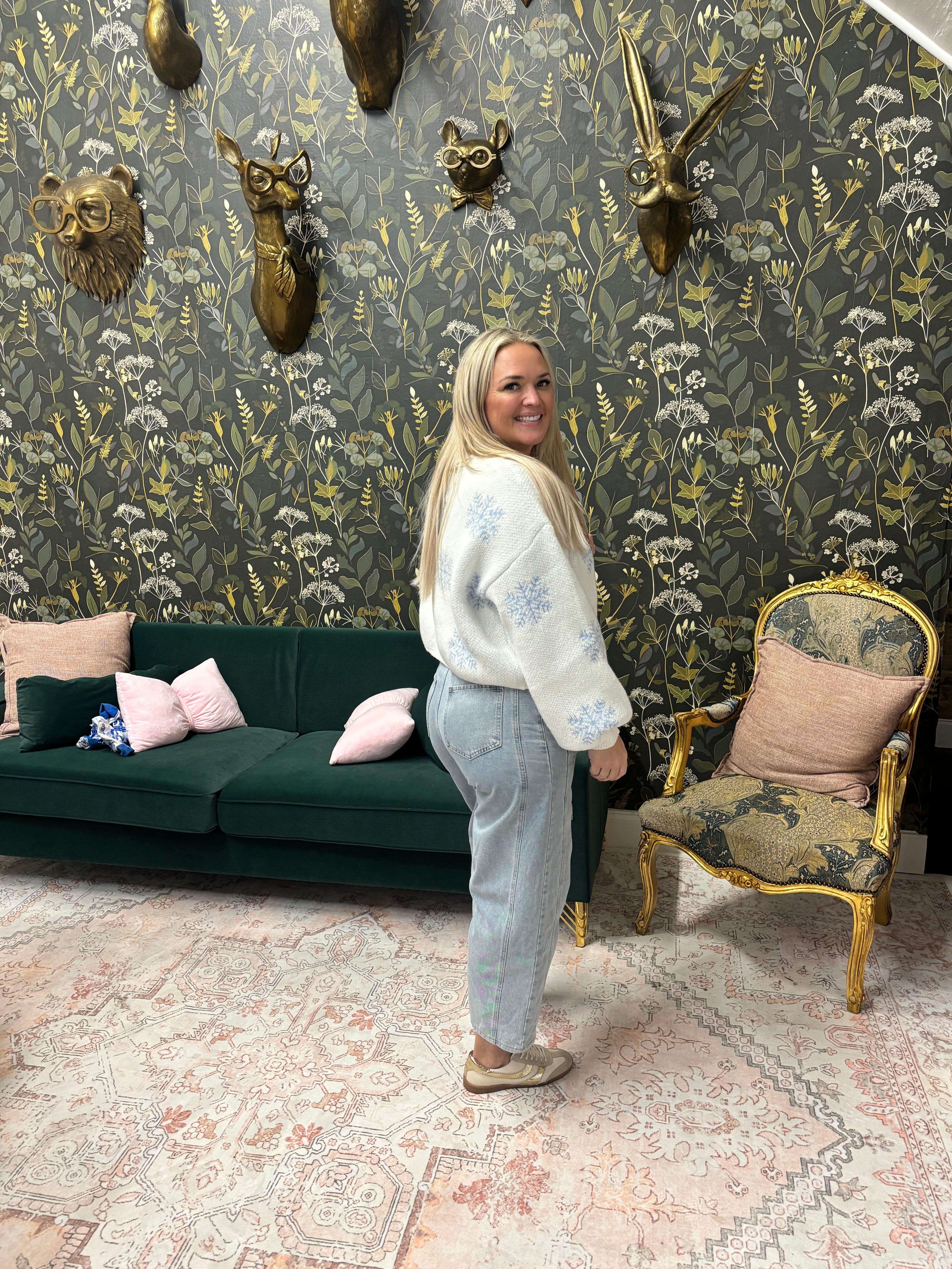 Gabby Cropped Snowflake Sweater