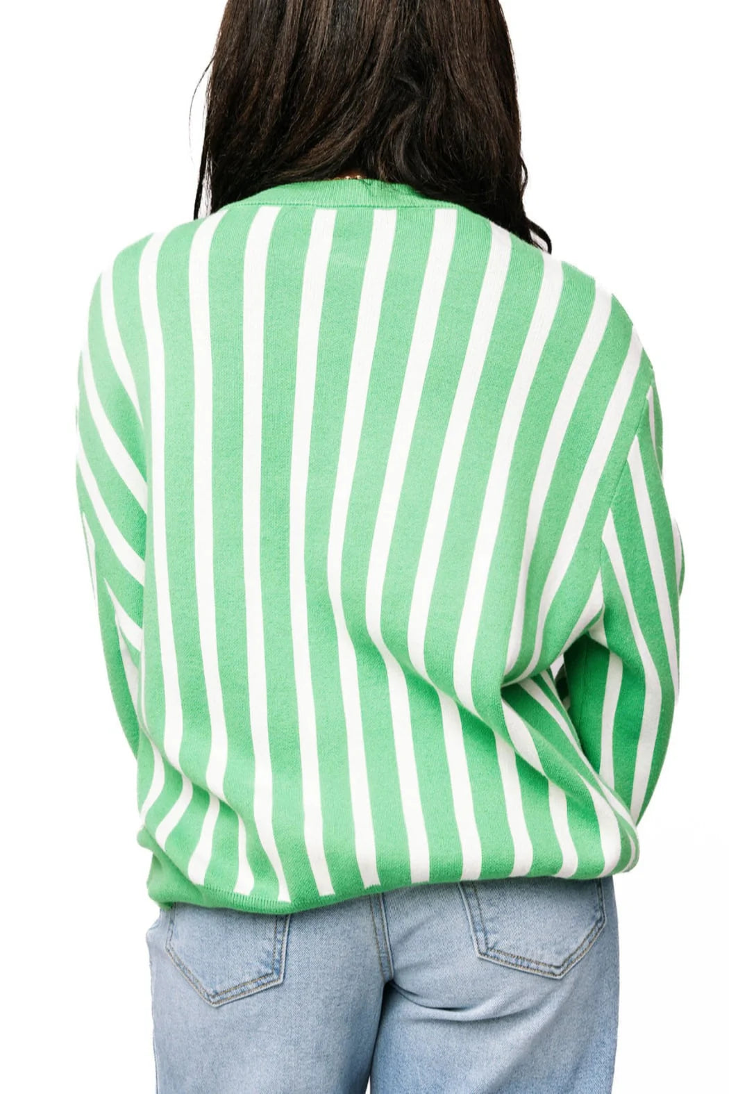Green & White Stripe Shamrock Sweater | Queen of Sparkles